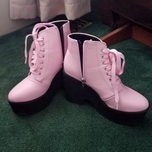 Pastel Pink Platform Boots.